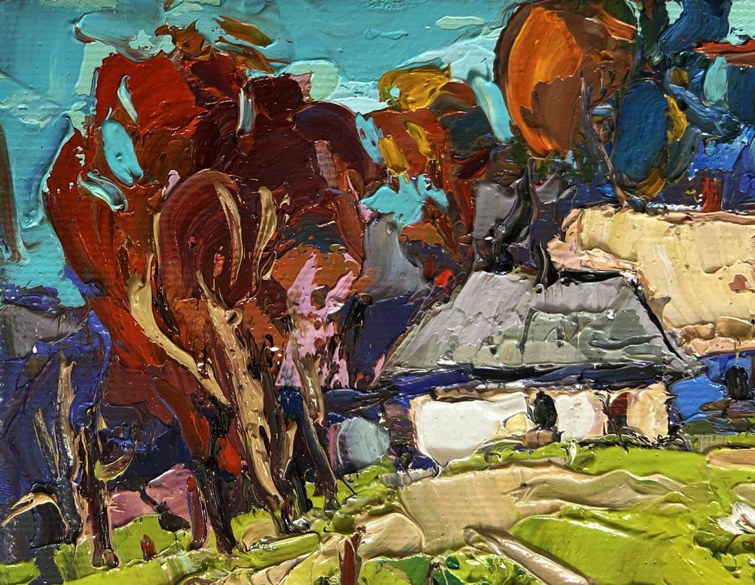 Oil painting Warm rural street Oksana Kalenyuk - 5