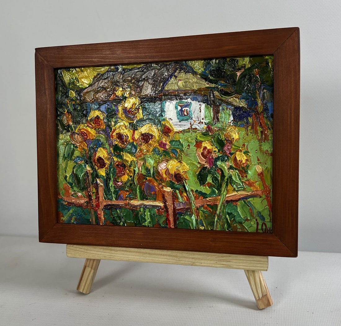 Oil painting There are sunflowers in the yard Oksana Kalenyuk - 2