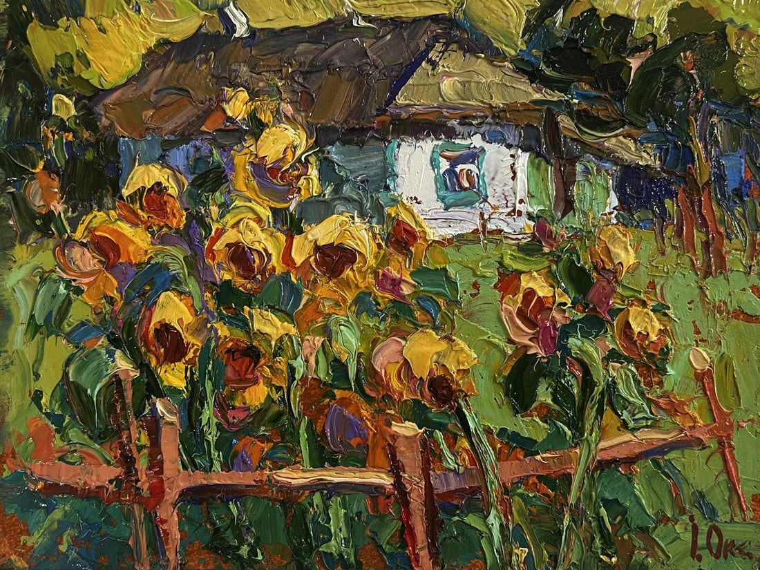 Oil painting There are sunflowers in the yard Oksana Kalenyuk - 3