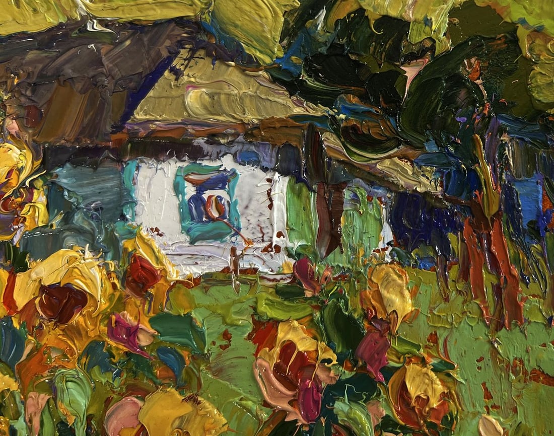Oil painting There are sunflowers in the yard Oksana Kalenyuk - 4