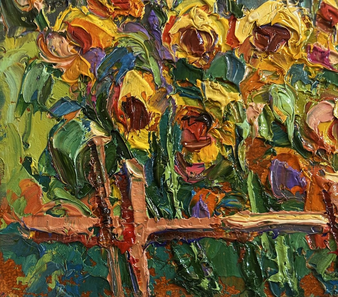 Oil painting There are sunflowers in the yard Oksana Kalenyuk - 6