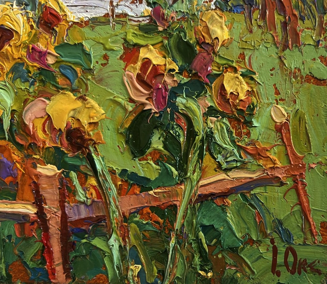 Oil painting There are sunflowers in the yard Oksana Kalenyuk - 7