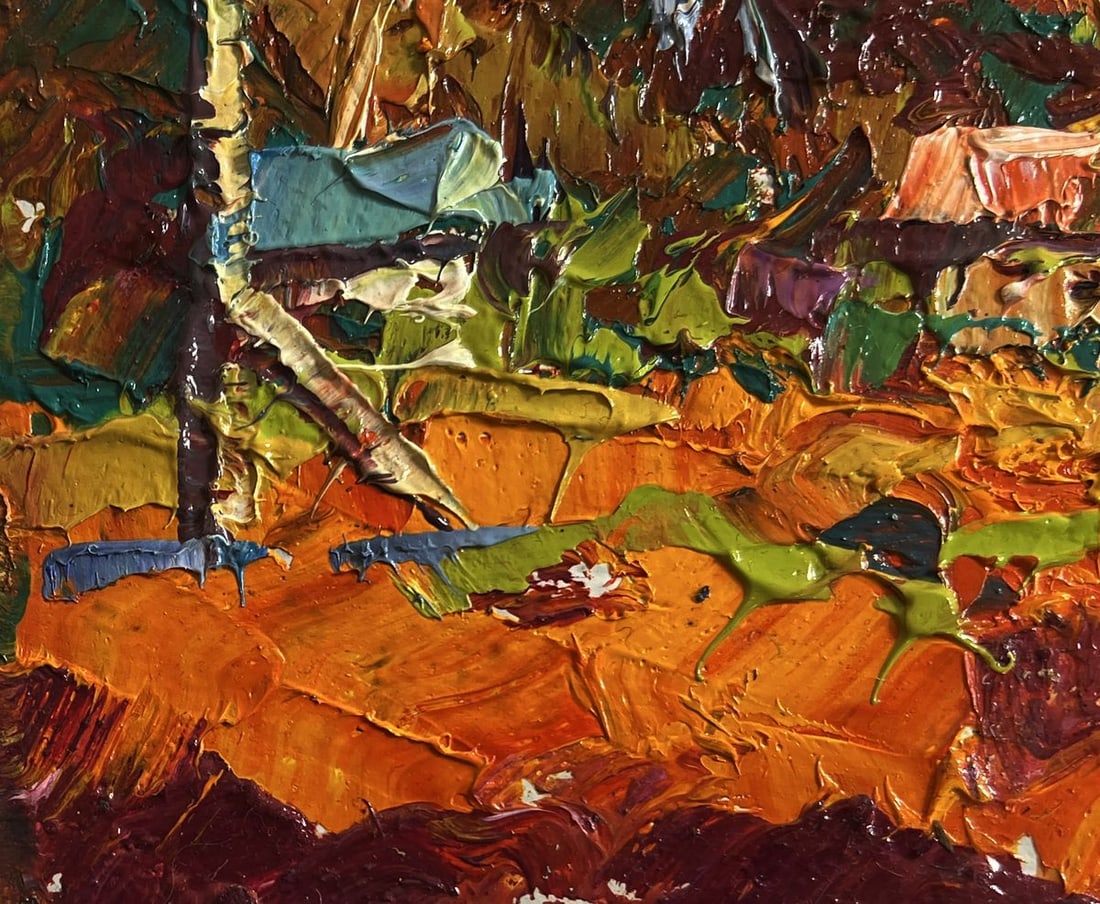 Oil painting Crimson autumn in the village Alex Kalenyuk - 5
