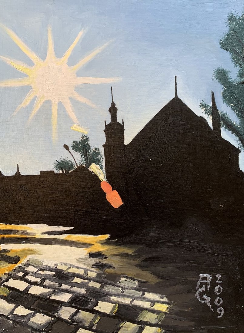 Oil painting City streets Oleksandr Gukalov: Title: Oil painting City streets Oleksandr Gukalov Description: NoAAA3493The painting titled "City Streets", created with oil on canvas, captures the interplay of light and shadow in an urban