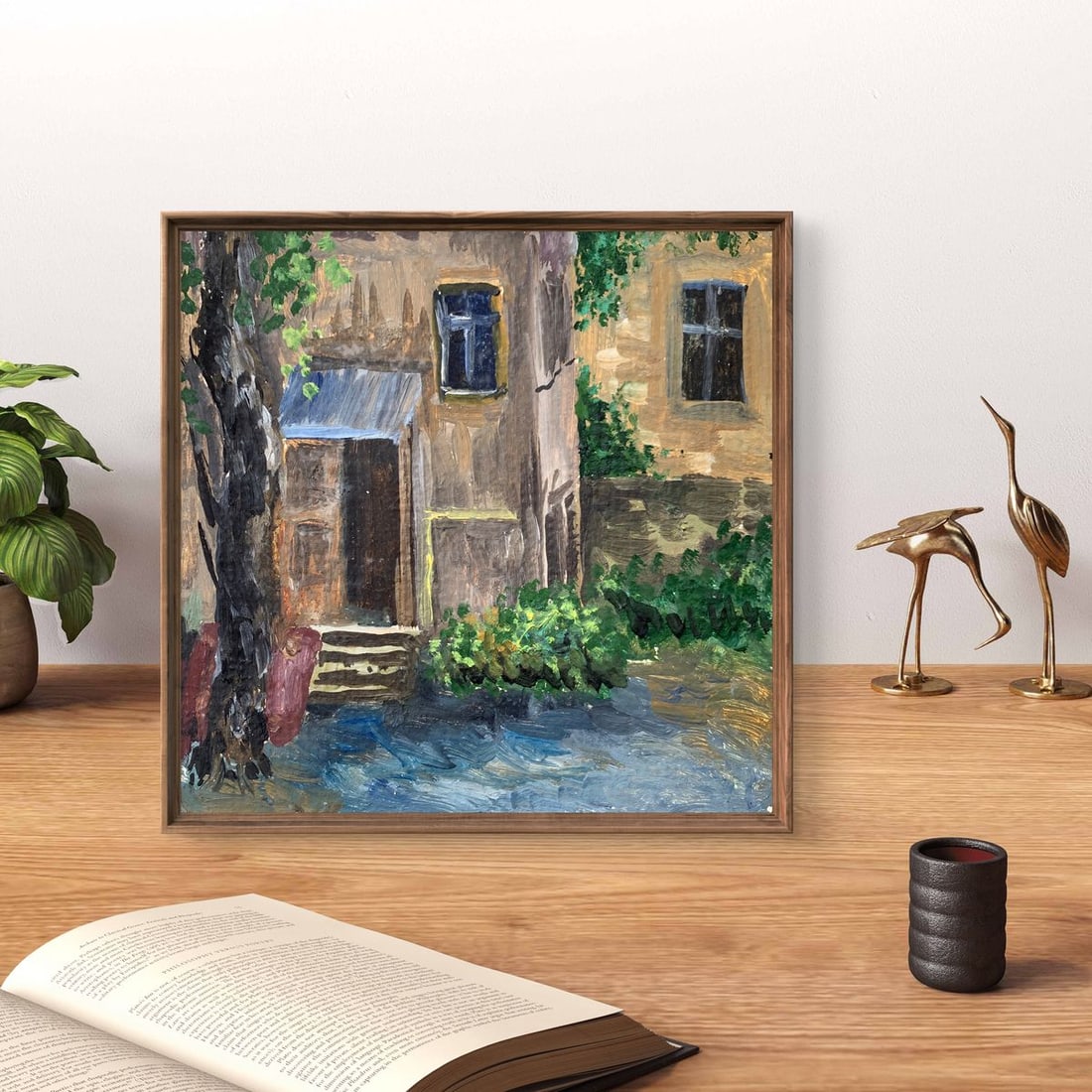 Oil painting Yard of a multi storey building Unknown artist - 2