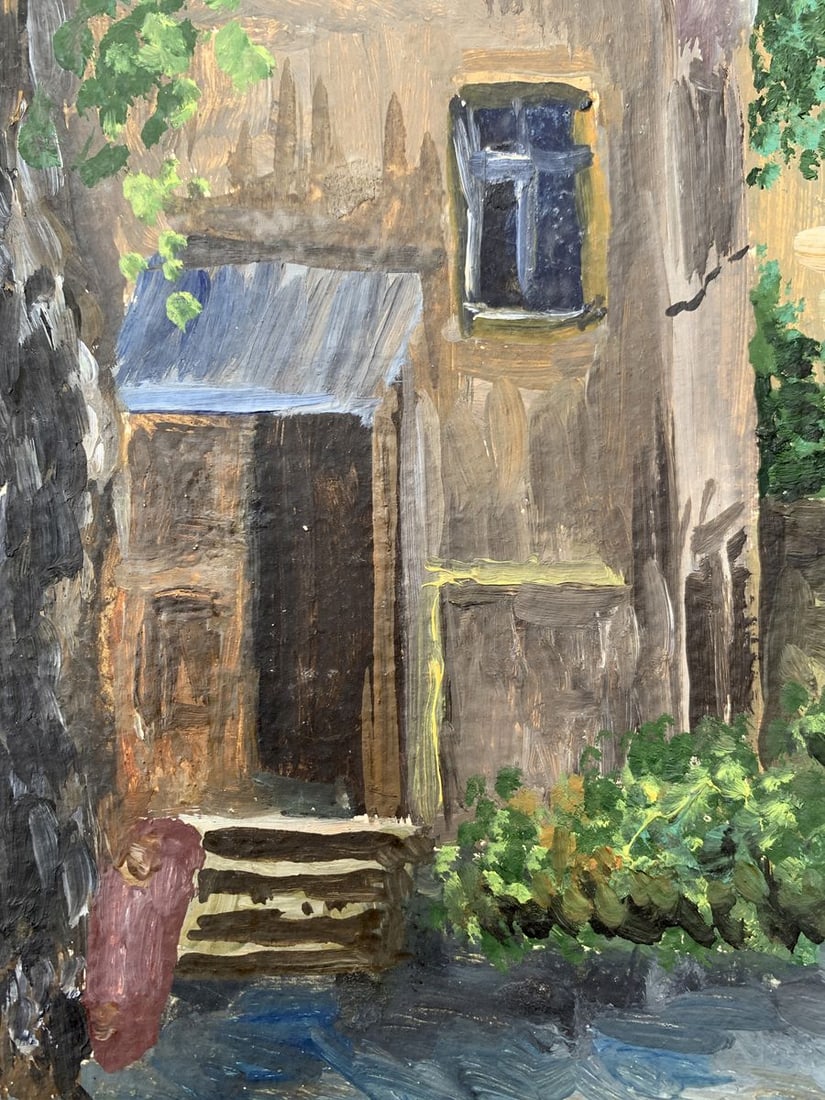 Oil painting Yard of a multi storey building Unknown artist - 4