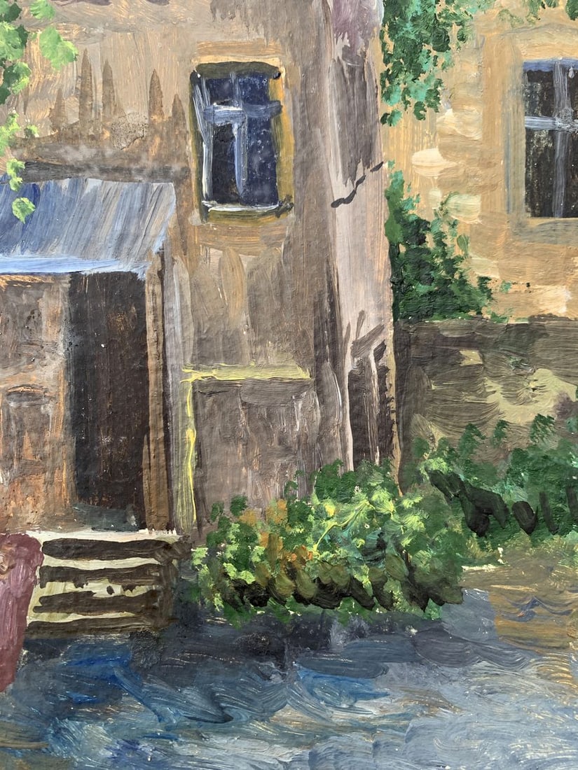 Oil painting Yard of a multi storey building Unknown artist - 6