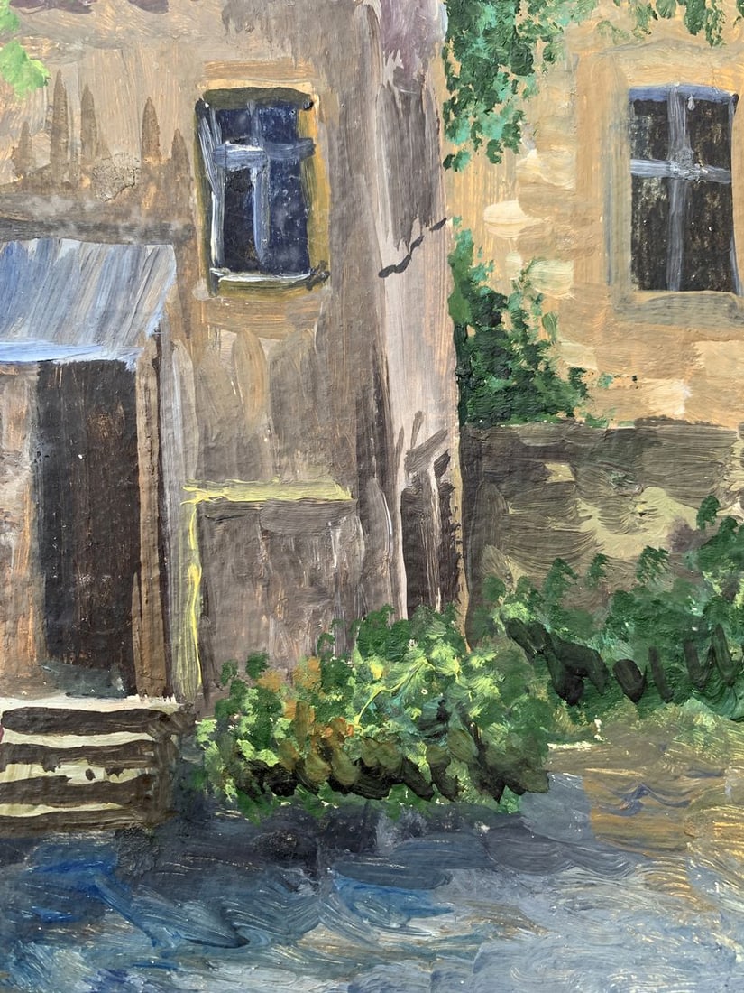 Oil painting Yard of a multi storey building Unknown artist - 7