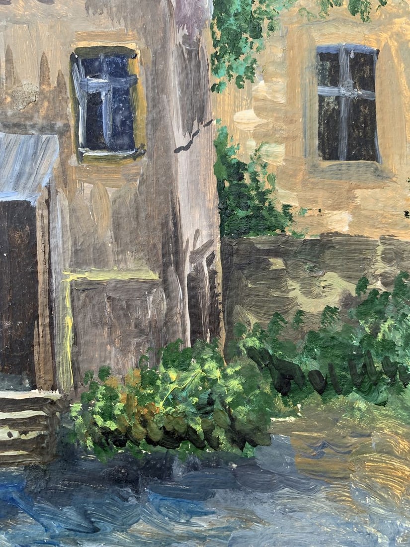 Oil painting Yard of a multi storey building Unknown artist - 8