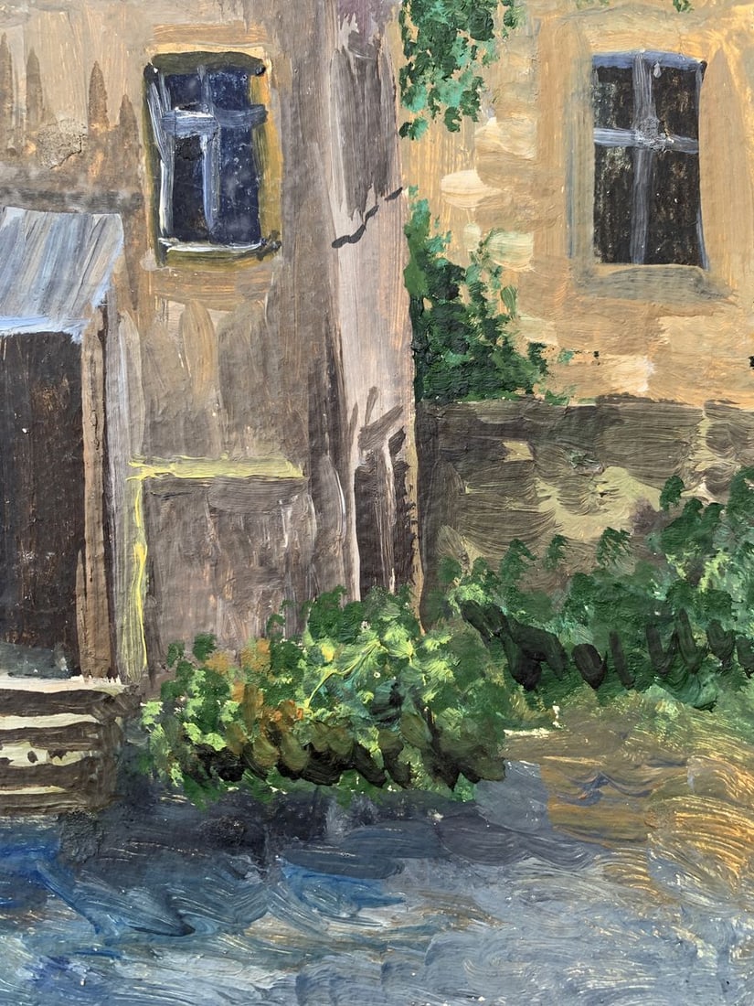 Oil painting Yard of a multi storey building Unknown artist - 9