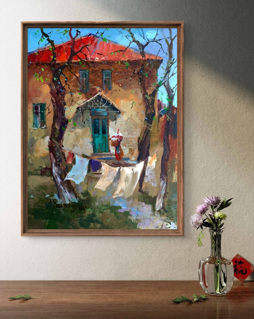 Oil painting A light breeze in the yard Yuriy Suprunchuk - 3