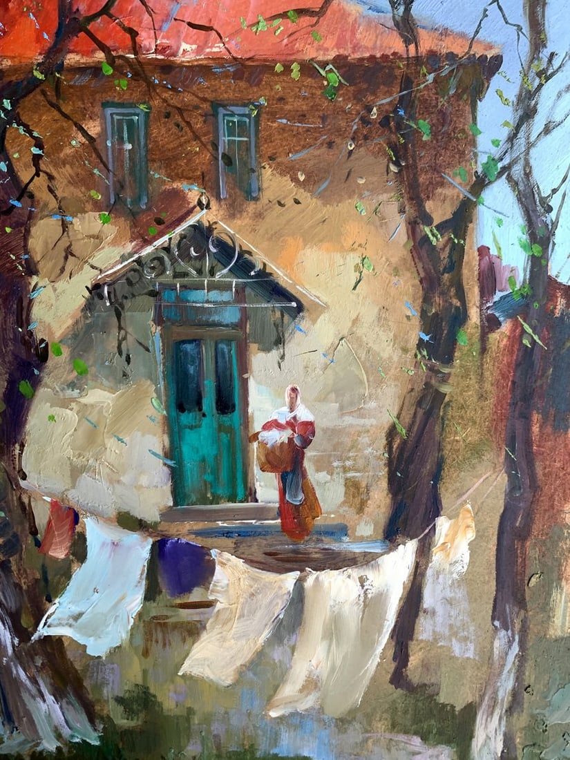 Oil painting A light breeze in the yard Yuriy Suprunchuk - 7