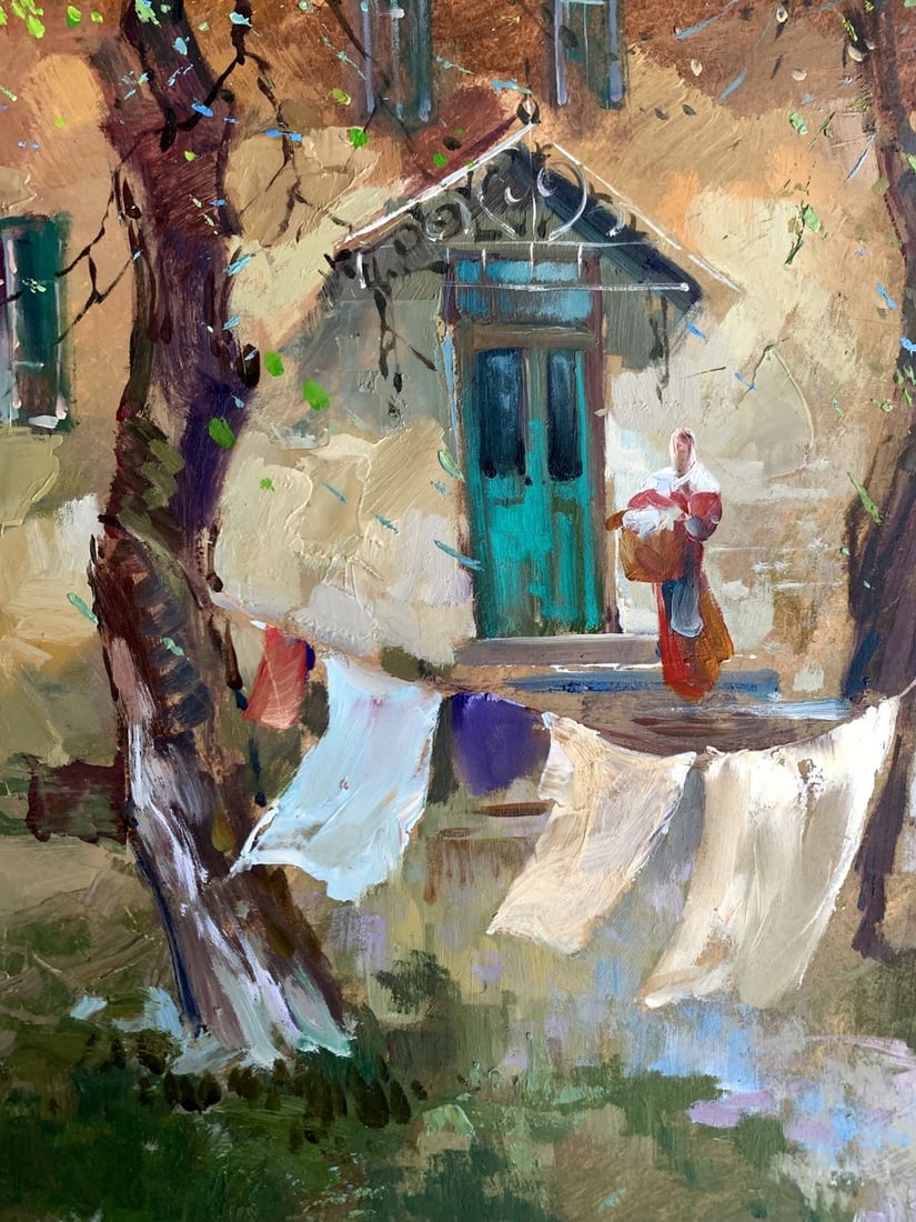 Oil painting A light breeze in the yard Yuriy Suprunchuk - 8