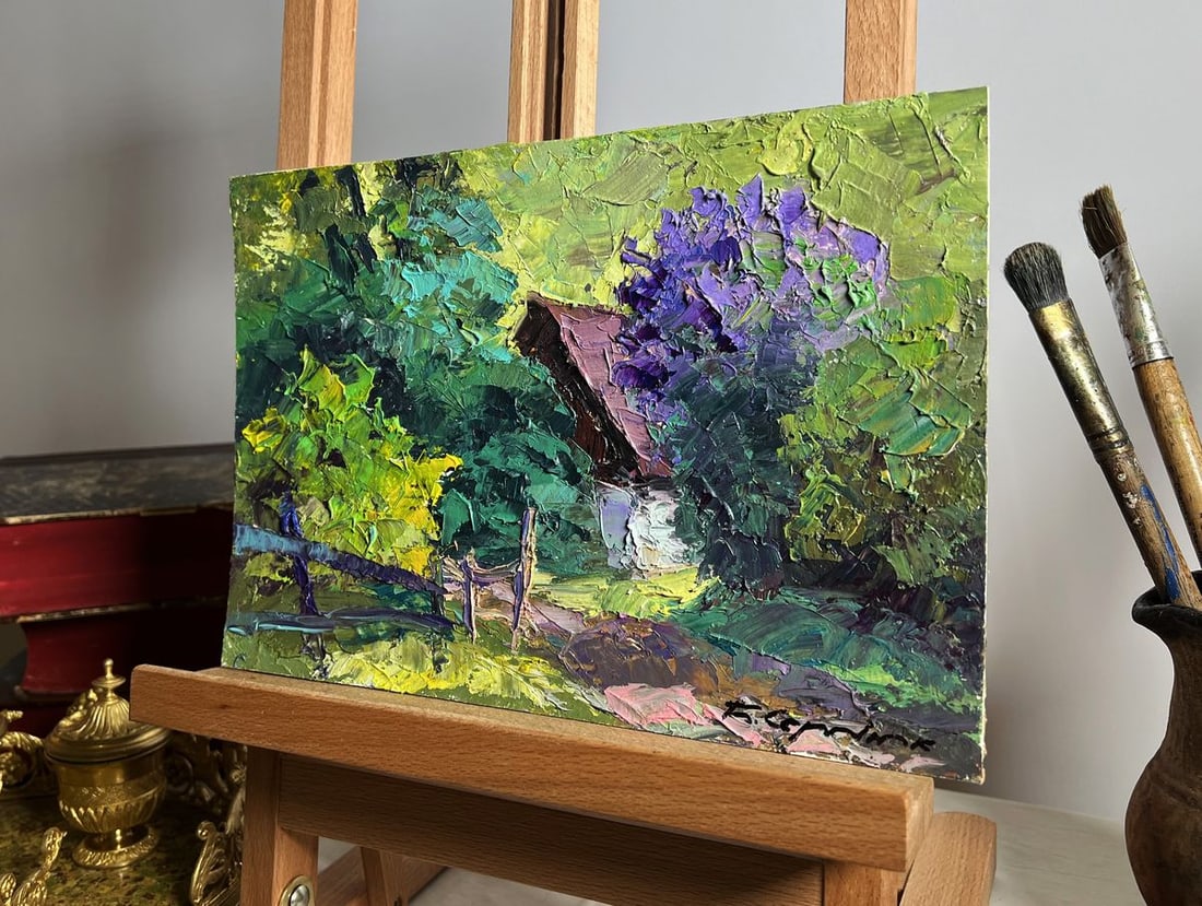 Oil painting Lilac bush in the garden Boris Serdyuk - 2