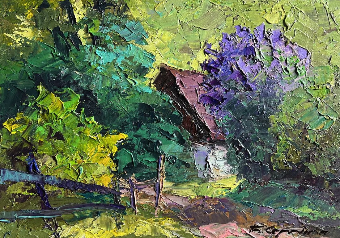 Oil painting Lilac bush in the garden Boris Serdyuk - 3