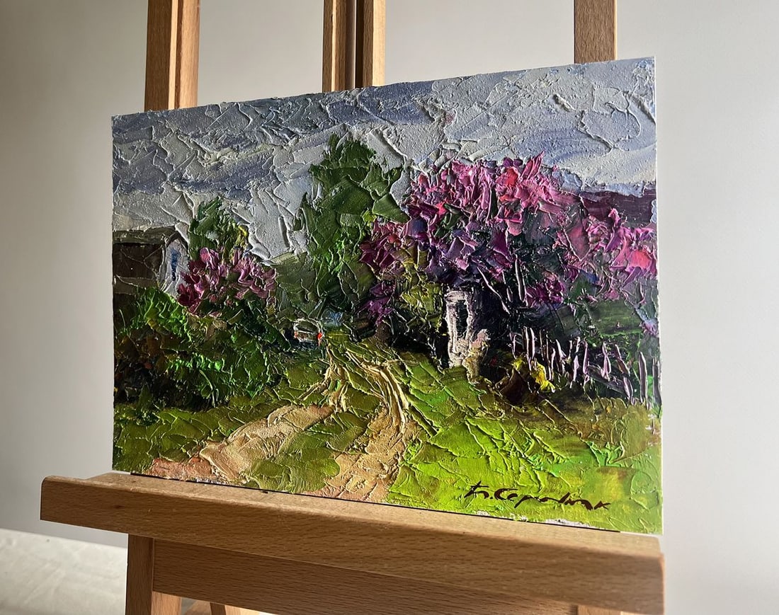 Oil painting Lilac growing in the village Boris Serdyuk - 2