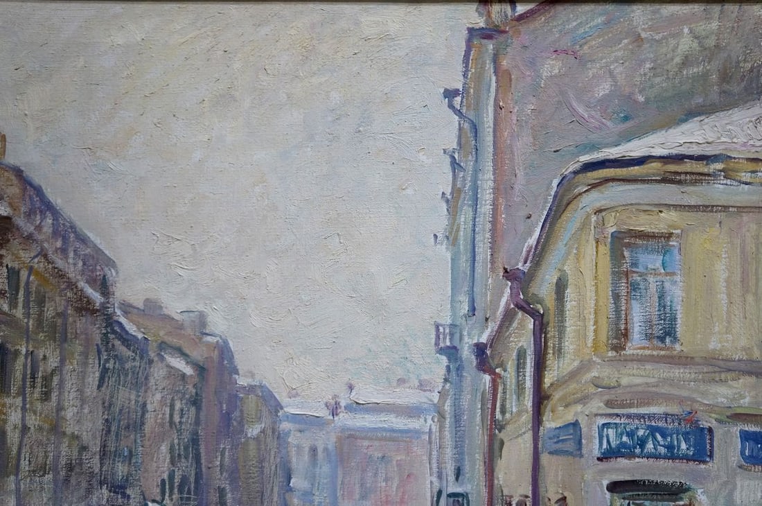 Oil painting Winter landscape in the city Basov Yakov Alexandrovich - 4