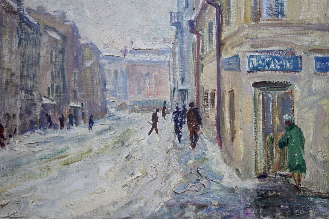 Oil painting Winter landscape in the city Basov Yakov Alexandrovich - 5