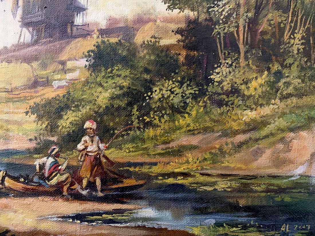 Oil painting Landscape with mills Alexander Arkadievich Litvinov - 2