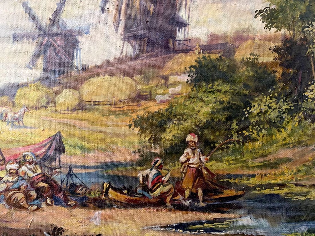Oil painting Landscape with mills Alexander Arkadievich Litvinov - 3