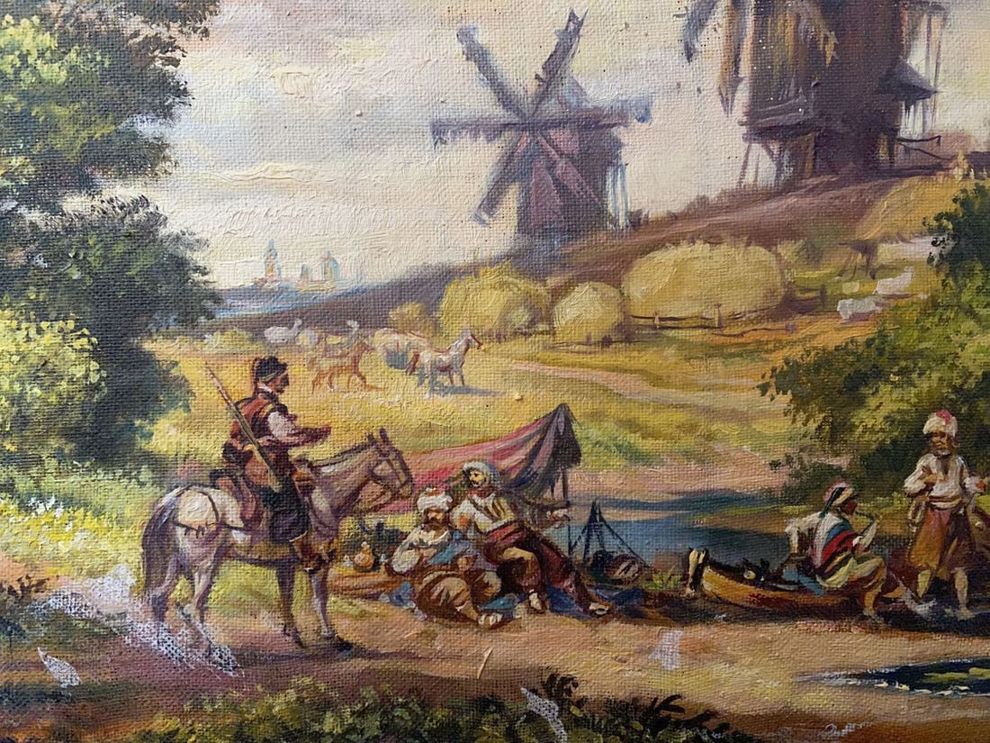 Oil painting Landscape with mills Alexander Arkadievich Litvinov - 4