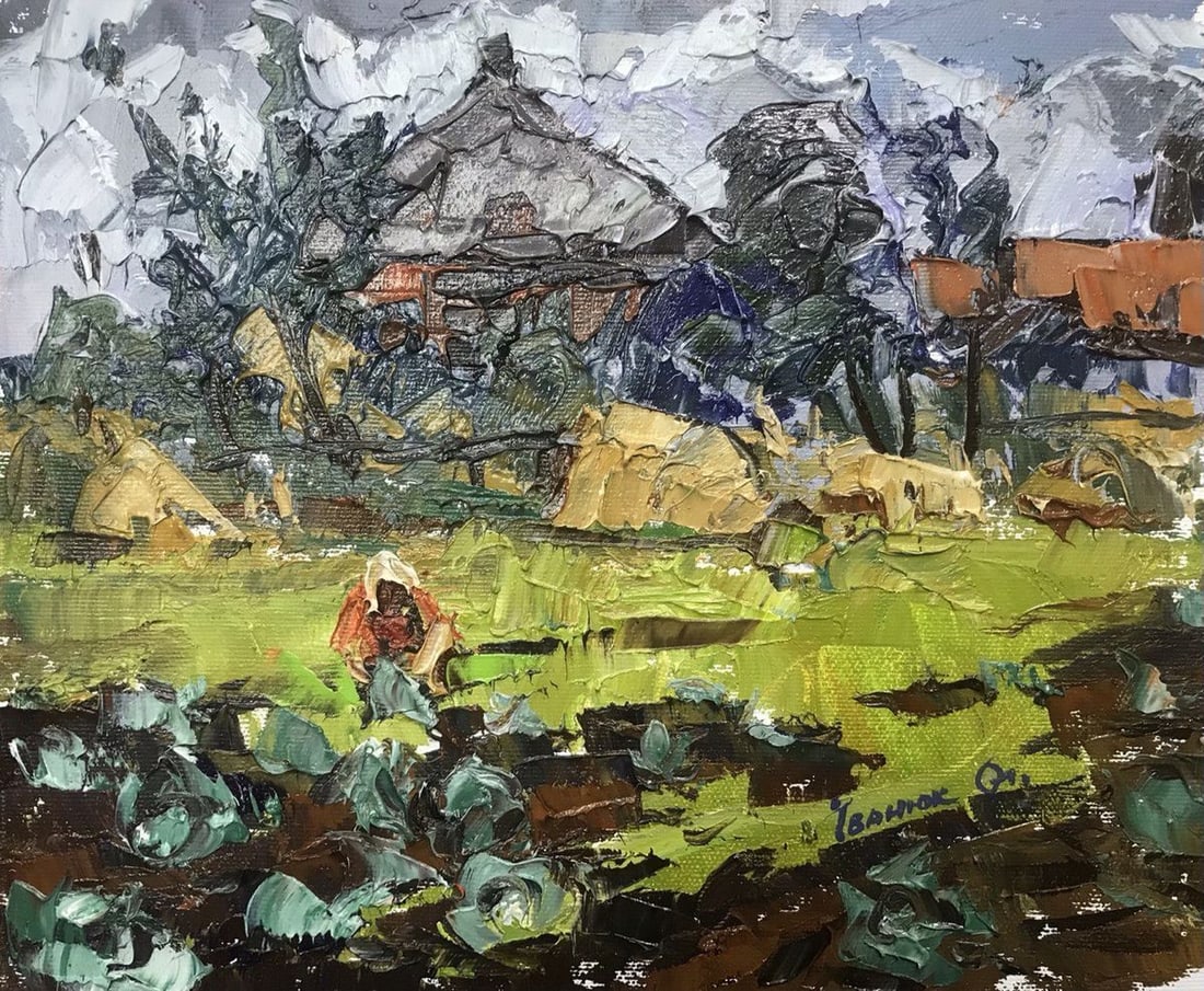 Oil painting village weekdays Kalenyuk Alex (1 of 2)