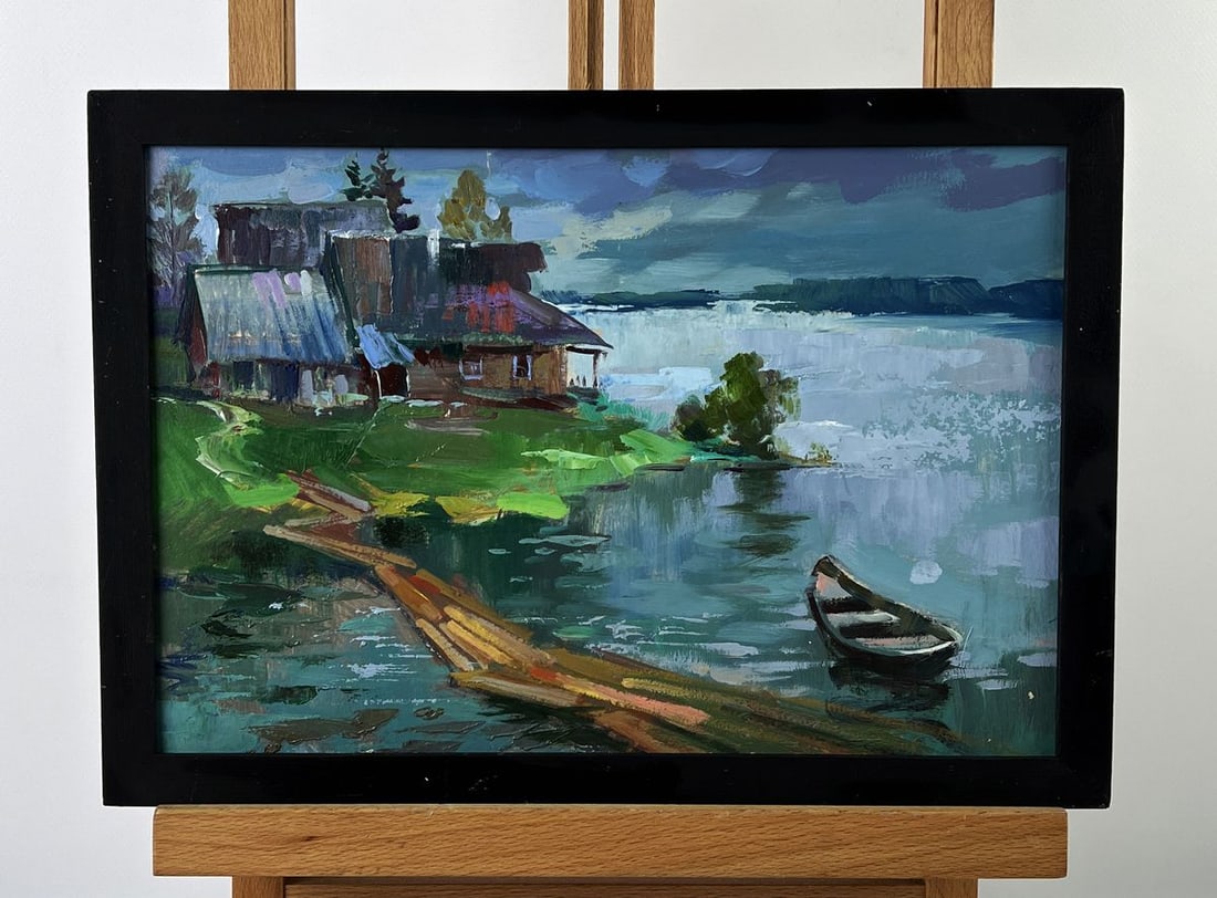 Oil painting House on the River Bank Yuriy Suprunchuk: Title: Oil painting House on the River Bank Yuriy Suprunchuk Description: NoAAA6344*** ABOUT THIS PAINTING **** TITLE: "House on the River Bank"* ARTISTS: Yuriy Suprunchuk* SIZE: 20x30 cm/7.87x11.81