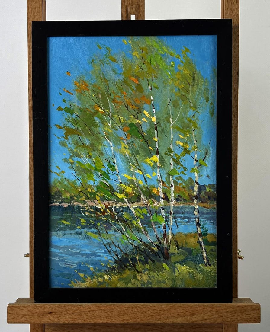 Oil painting Birches Above the River Yuriy Suprunchuk: Title: Oil painting Birches Above the River Yuriy Suprunchuk Description: NoAAA6346*** ABOUT THIS PAINTING **** TITLE: "Birches Above the River"* ARTISTS: Yuriy Suprunchuk* SIZE: 30x20 cm/11.81x7.87