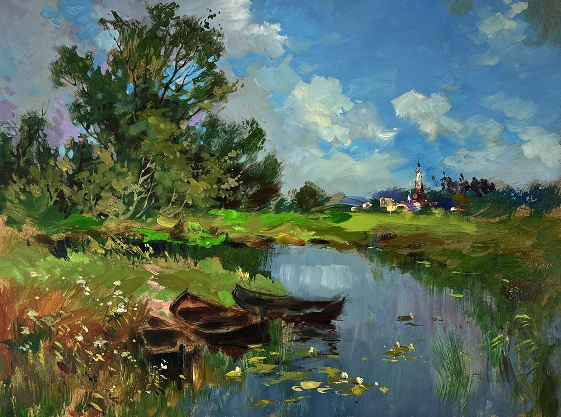 Oil painting Early morning by the river Yuriy Suprunchuk - 3