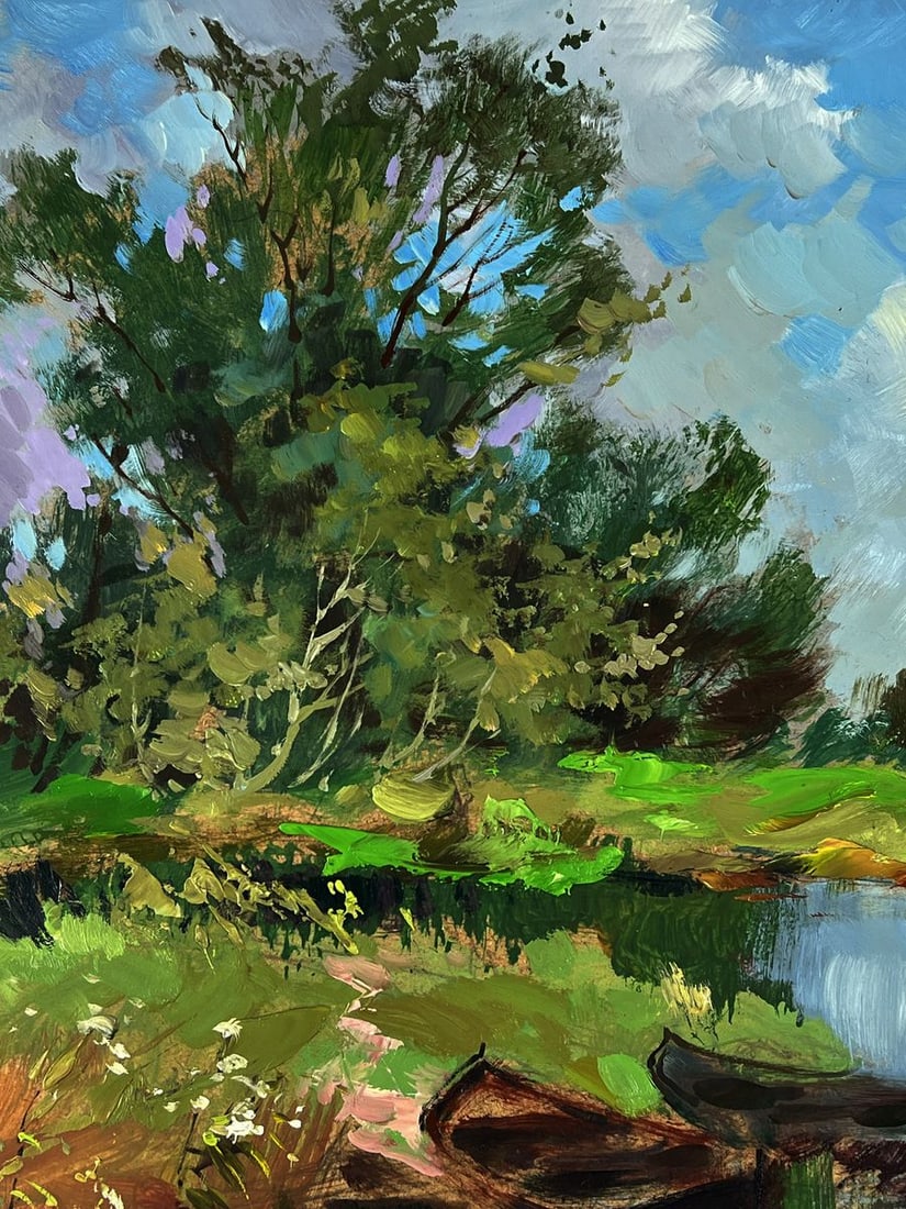 Oil painting Early morning by the river Yuriy Suprunchuk - 4