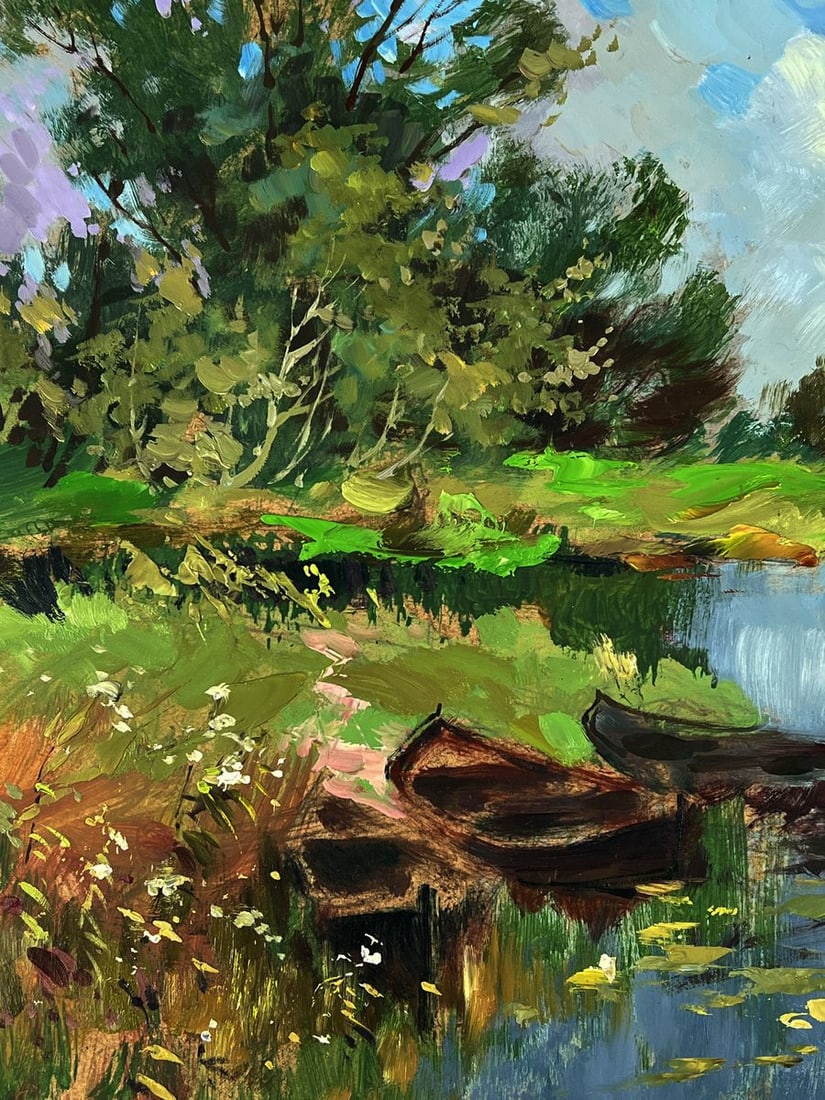 Oil painting Early morning by the river Yuriy Suprunchuk - 5