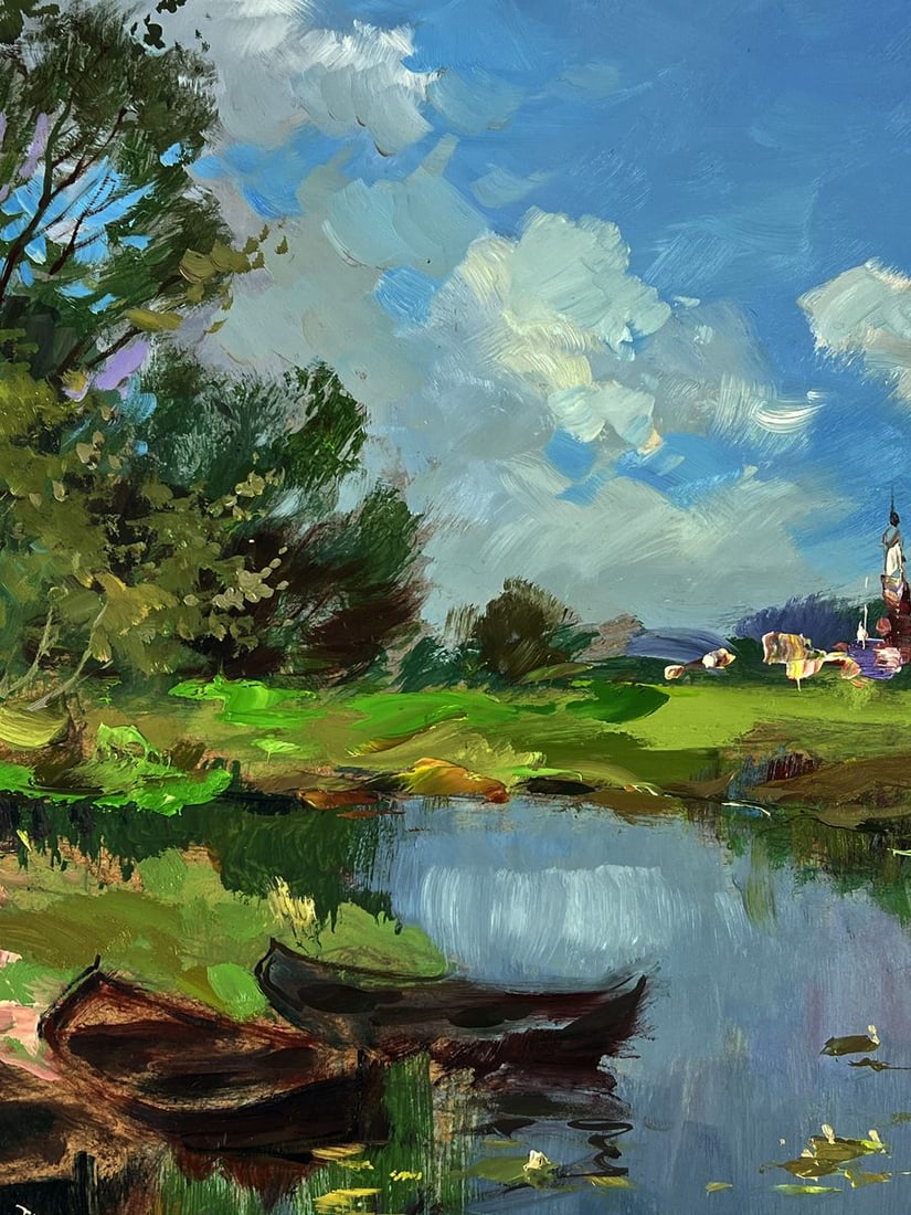 Oil painting Early morning by the river Yuriy Suprunchuk - 7