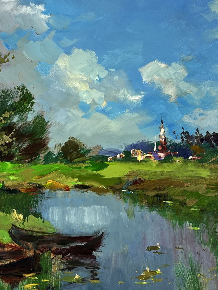 Oil painting Early morning by the river Yuriy Suprunchuk - 8