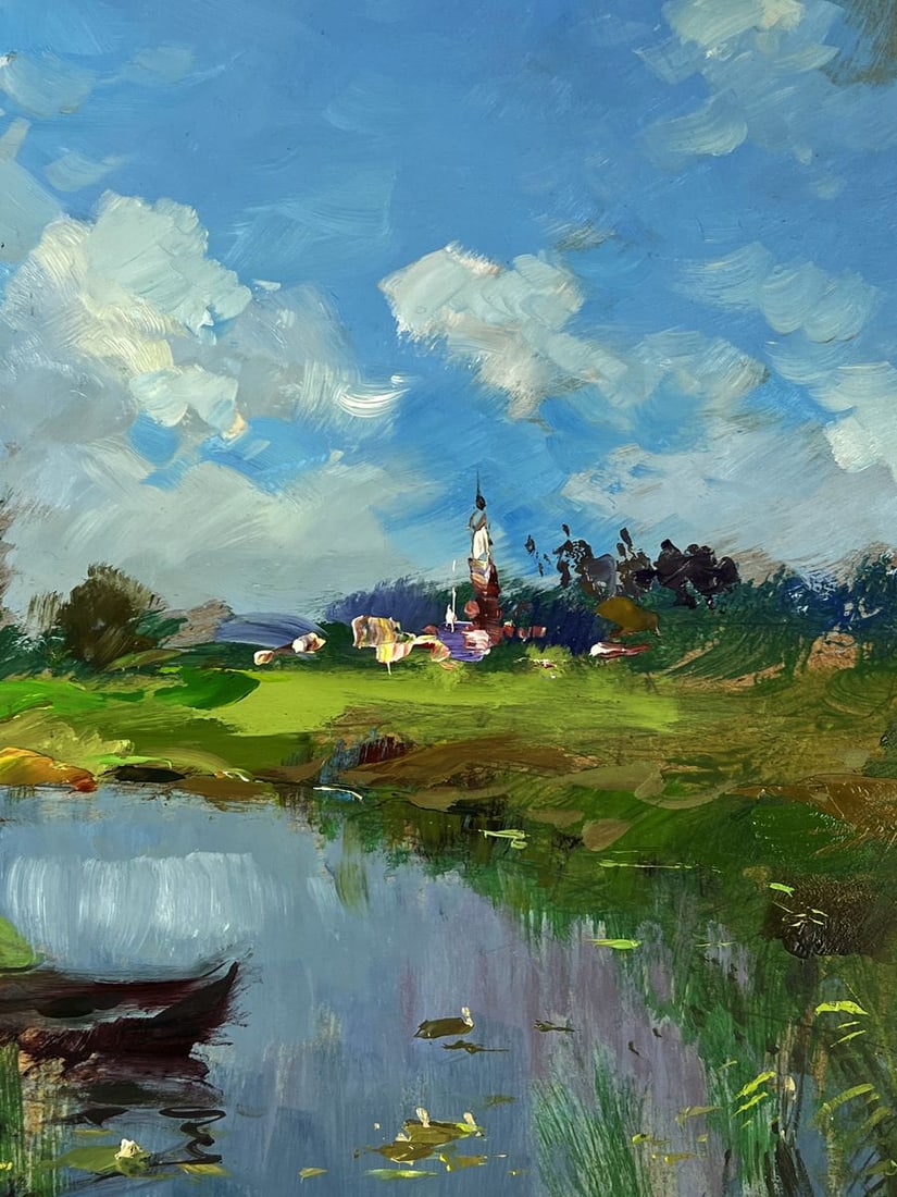 Oil painting Early morning by the river Yuriy Suprunchuk - 9