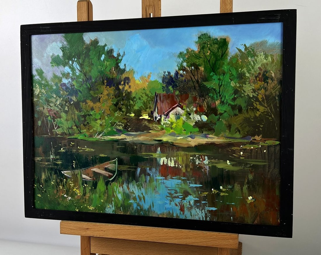 Oil painting Quiet House on the River Bank Yuriy Suprunchuk - 2
