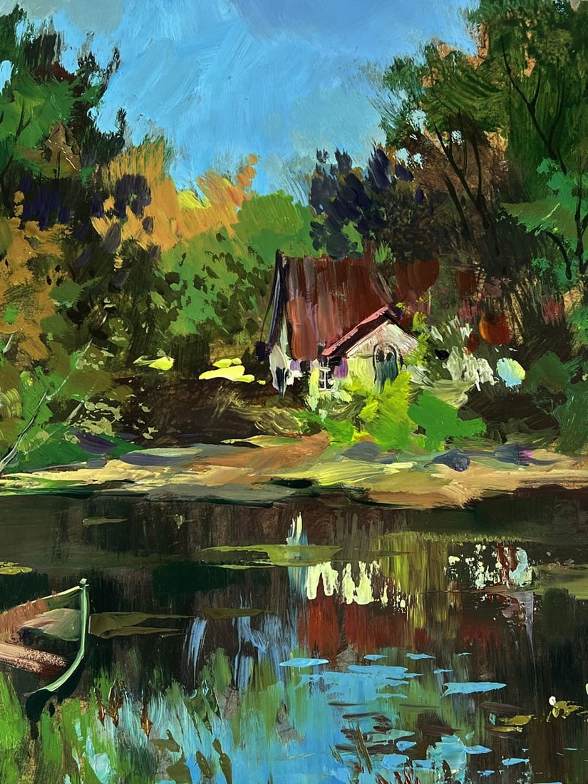 Oil painting Quiet House on the River Bank Yuriy Suprunchuk - 7