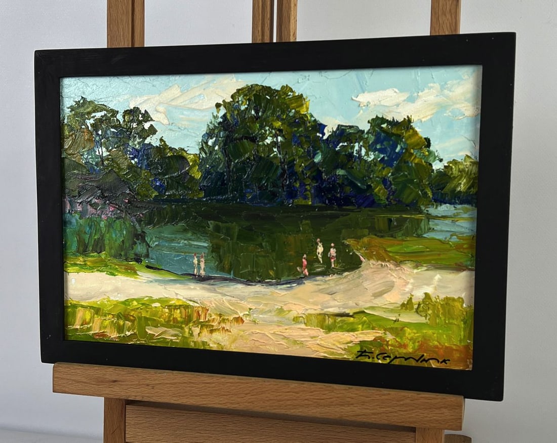 Oil painting Summer vacation by the river Boris Serdyuk - 2
