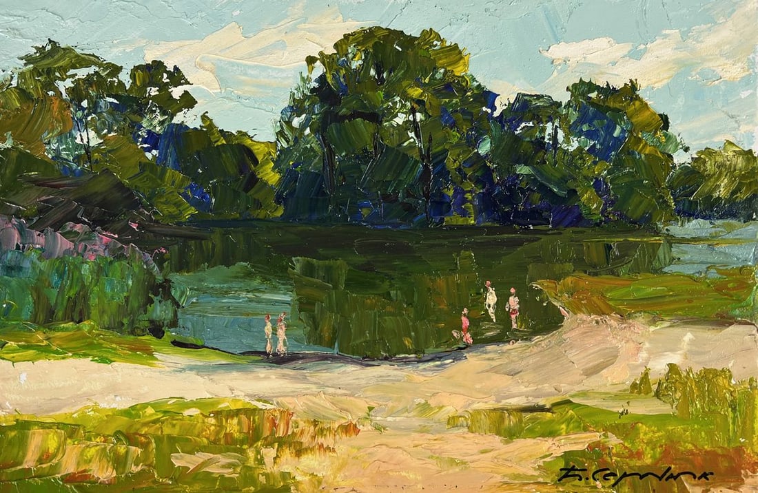 Oil painting Summer vacation by the river Boris Serdyuk - 3
