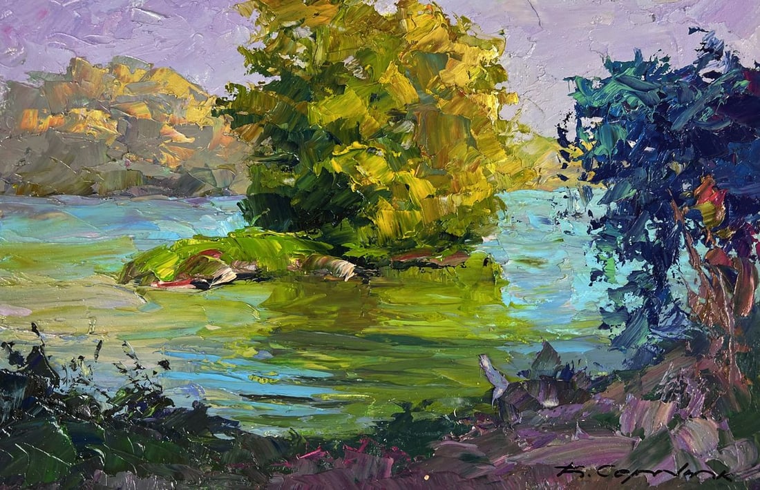 Oil painting A river along the forest Boris Serdyuk - 3