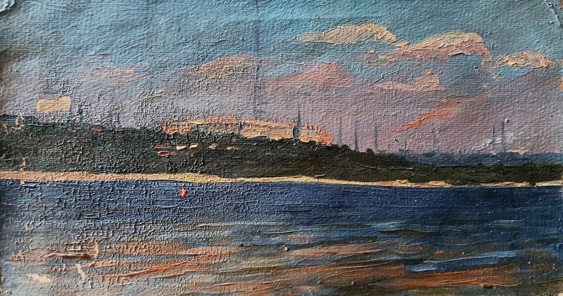 Oil painting Distant evening shore Yuriy Egorov: Title: Oil painting Distant evening shore Yuriy Egorov Description: NoVerne 455*** ABOUT THIS PAINTING **** TITLE: "Distant evening shore"* ARTISTS: Yuriy Egorov* SIZE: 23x43 cm/'9.05x16.92 inches'*