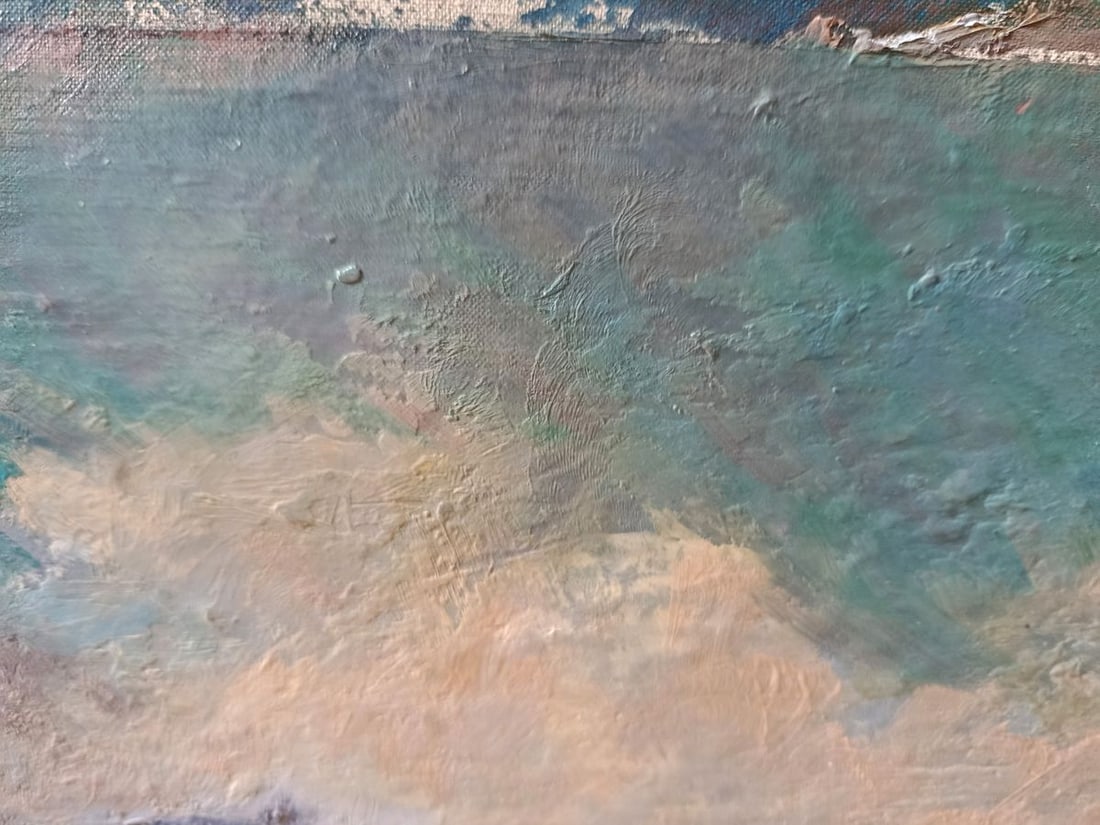 Oil painting Mountain river bank Unknown artist - 7