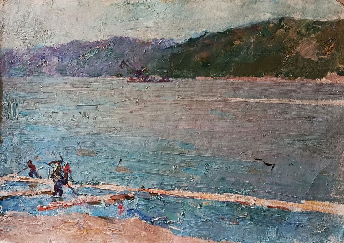 Oil painting Fishing near the shore Unknown artist: Title: Oil painting Fishing near the shore Unknown artist Description: NoVerne 482*** ABOUT THIS PAINTING **** TITLE: "Fishing near the shore"* ARTISTS: Unknown artist* SIZE: 35x50 cm/'13.77x19.68 inc