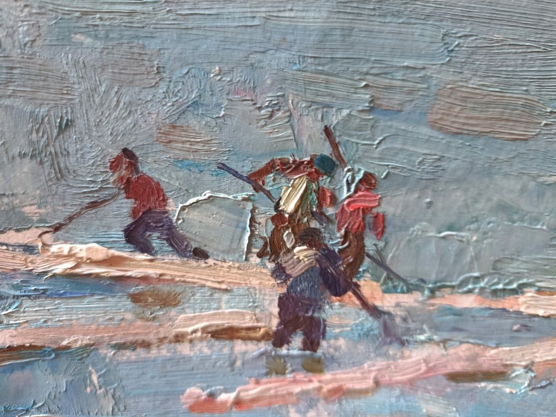 Oil painting Fishing near the shore Unknown artist - 5