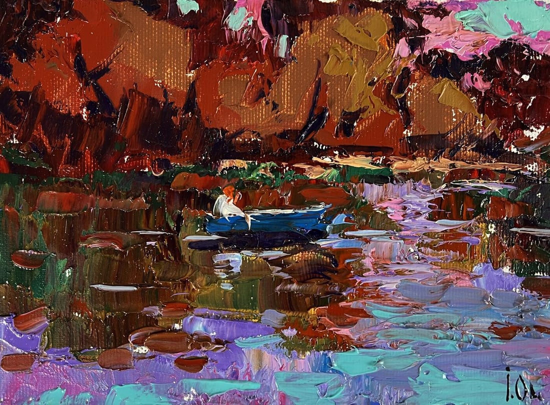 Oil painting A warm evening by the river Oleksiy Ivanyuk - 3
