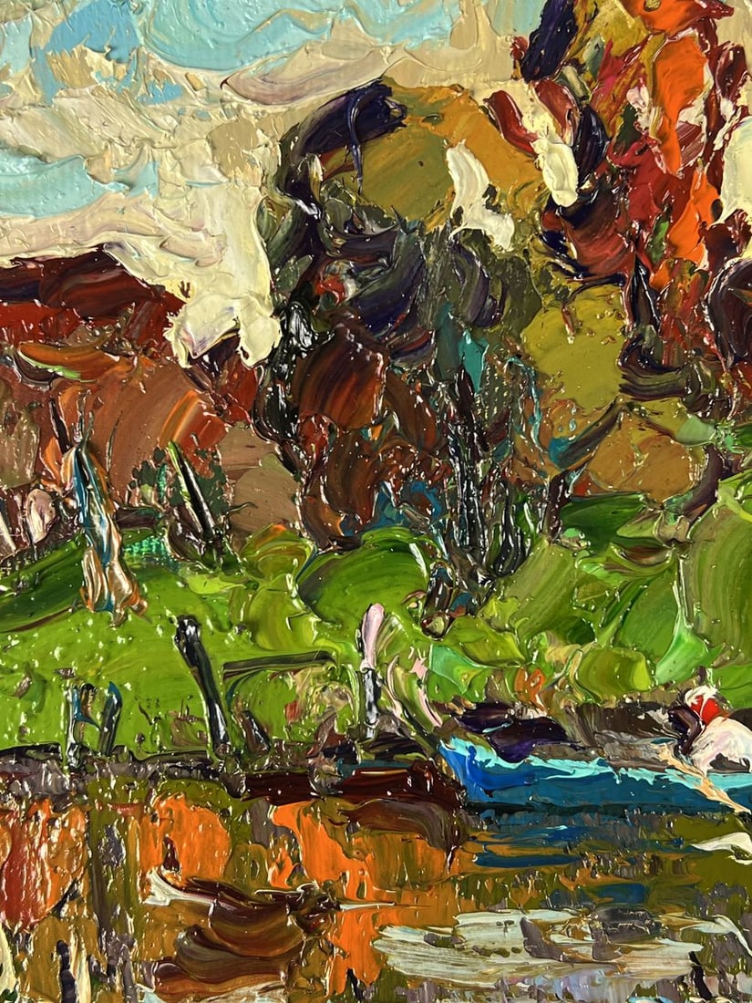Oil painting Autumn day on the river Oksana Ivanyuk - 4