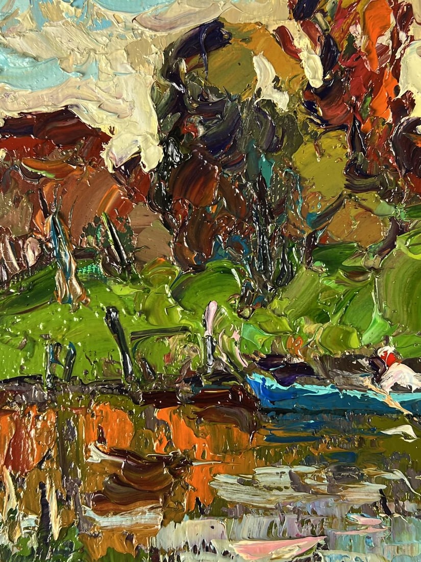 Oil painting Autumn day on the river Oksana Ivanyuk - 5