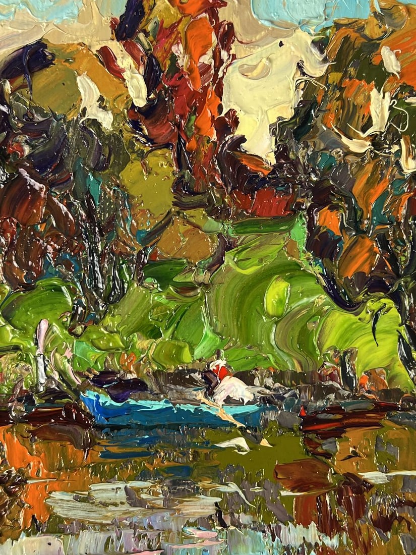 Oil painting Autumn day on the river Oksana Ivanyuk - 6