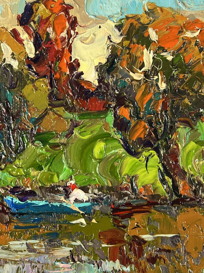 Oil painting Autumn day on the river Oksana Ivanyuk - 7