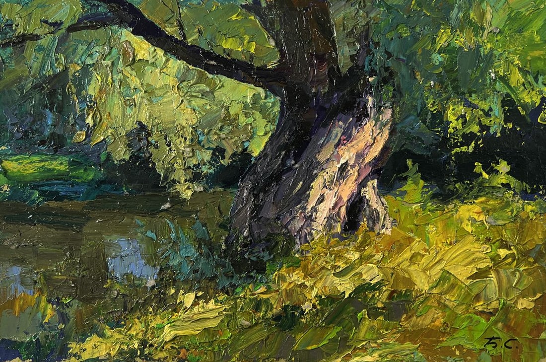 Oil painting Tree near the river Boris Serdyuk - 3