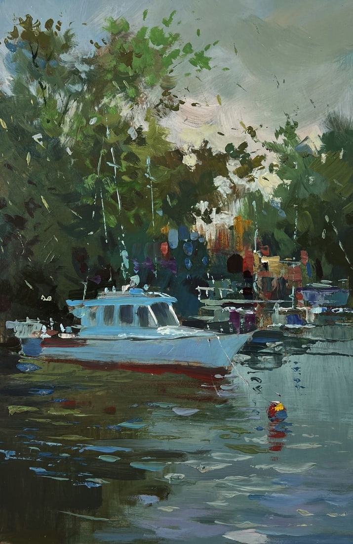 Oil painting Boats on the river Yuriy Suprunchuk - 3